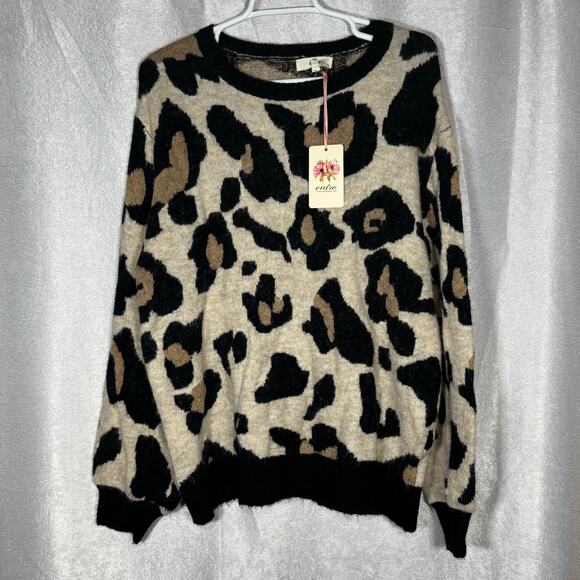 153. Entro Cheetah Scoop Sweater New With Tags Size Large - Picture 5 of 6